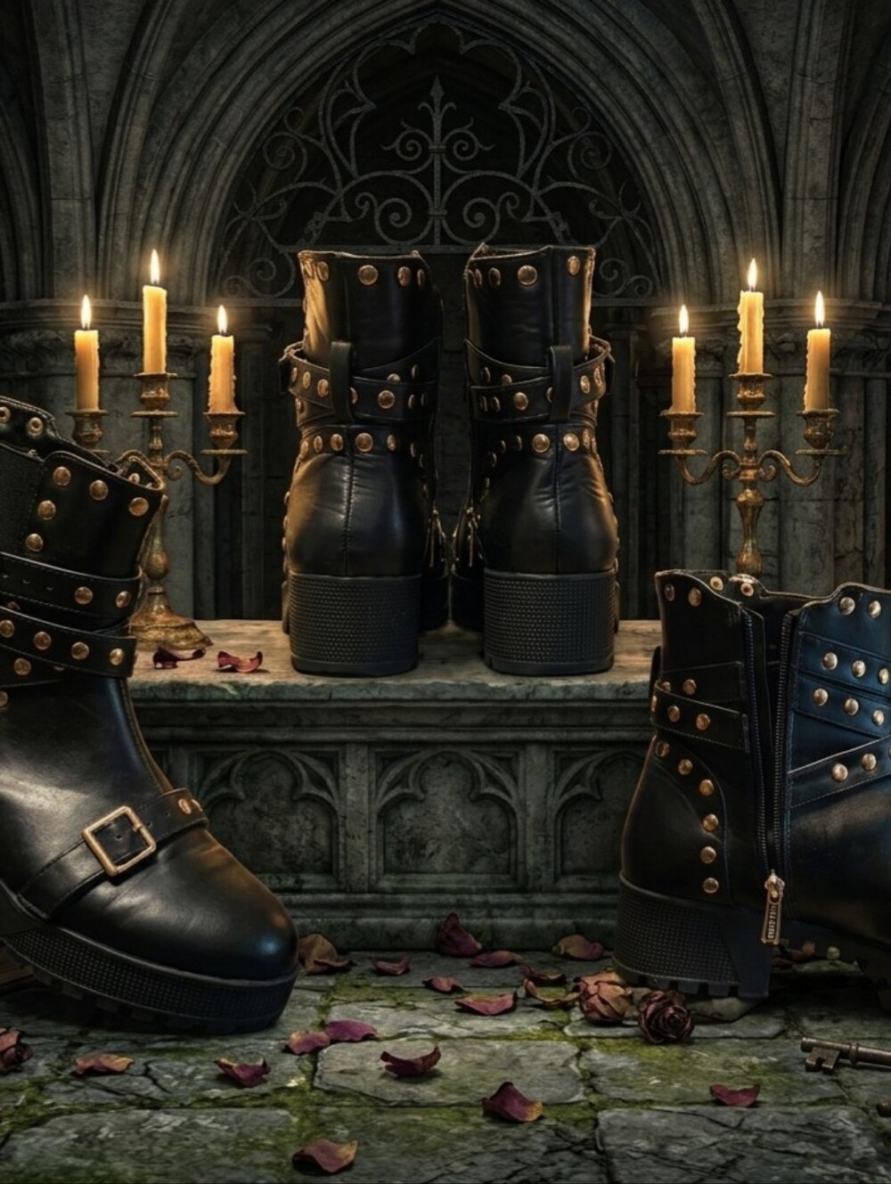 Black Studded Platform Combat Boots